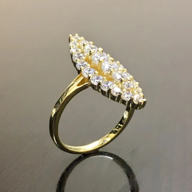 89997-9923d3.jpg Huitan Hyperbole Marquise en forme de couleur or anneaux pour les femmes entièrement pavé éblouissant CZ nouveaux accessoires de bande de mariage à la mode bijoux