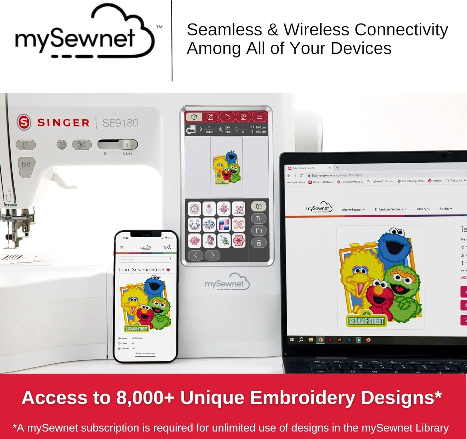 Sewing and Embroidery Machine Automatic Needle Threader Large Embroidery Area Easily with The Push of A Lever.