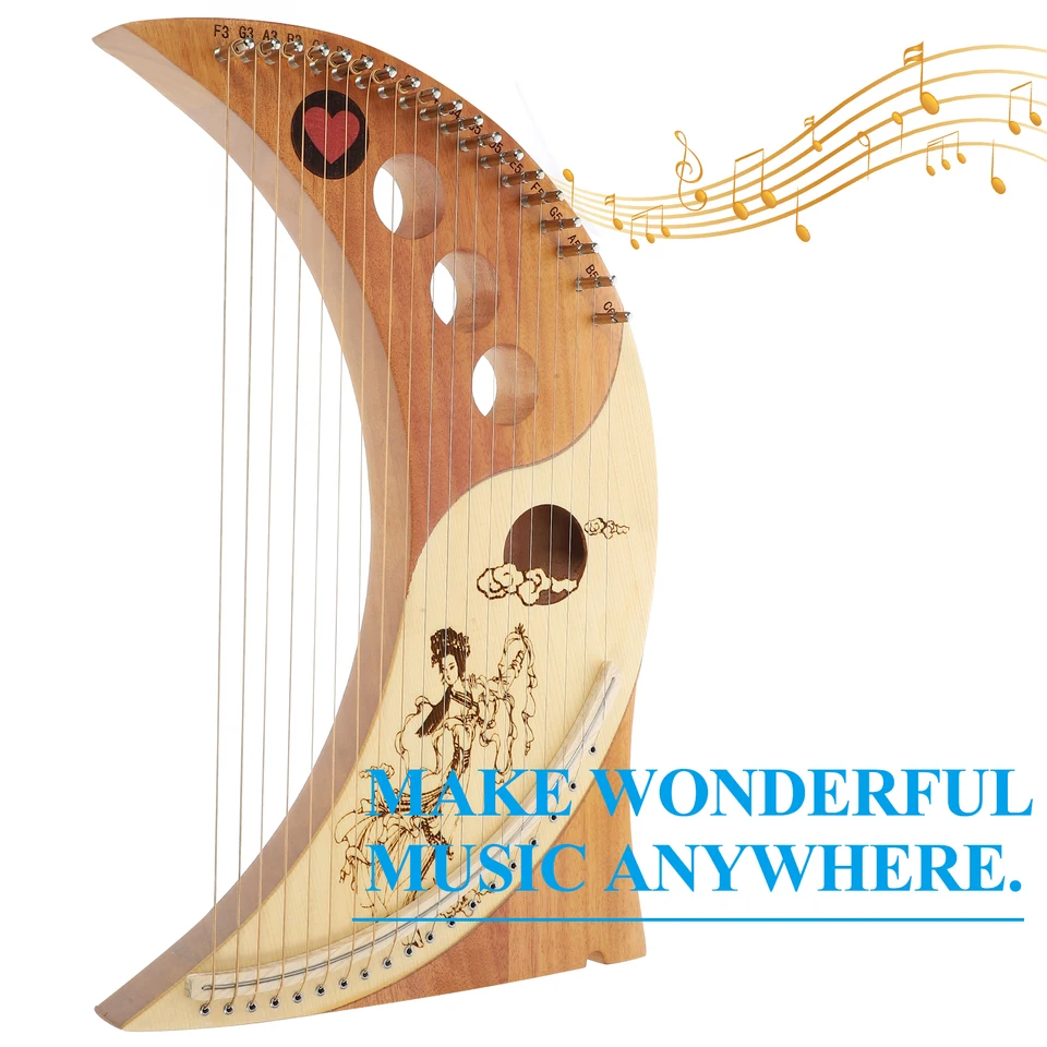 値下げ】19弦ハープ 木製 弦楽器 インテリア 撮影小道具 値下げ】19弦
