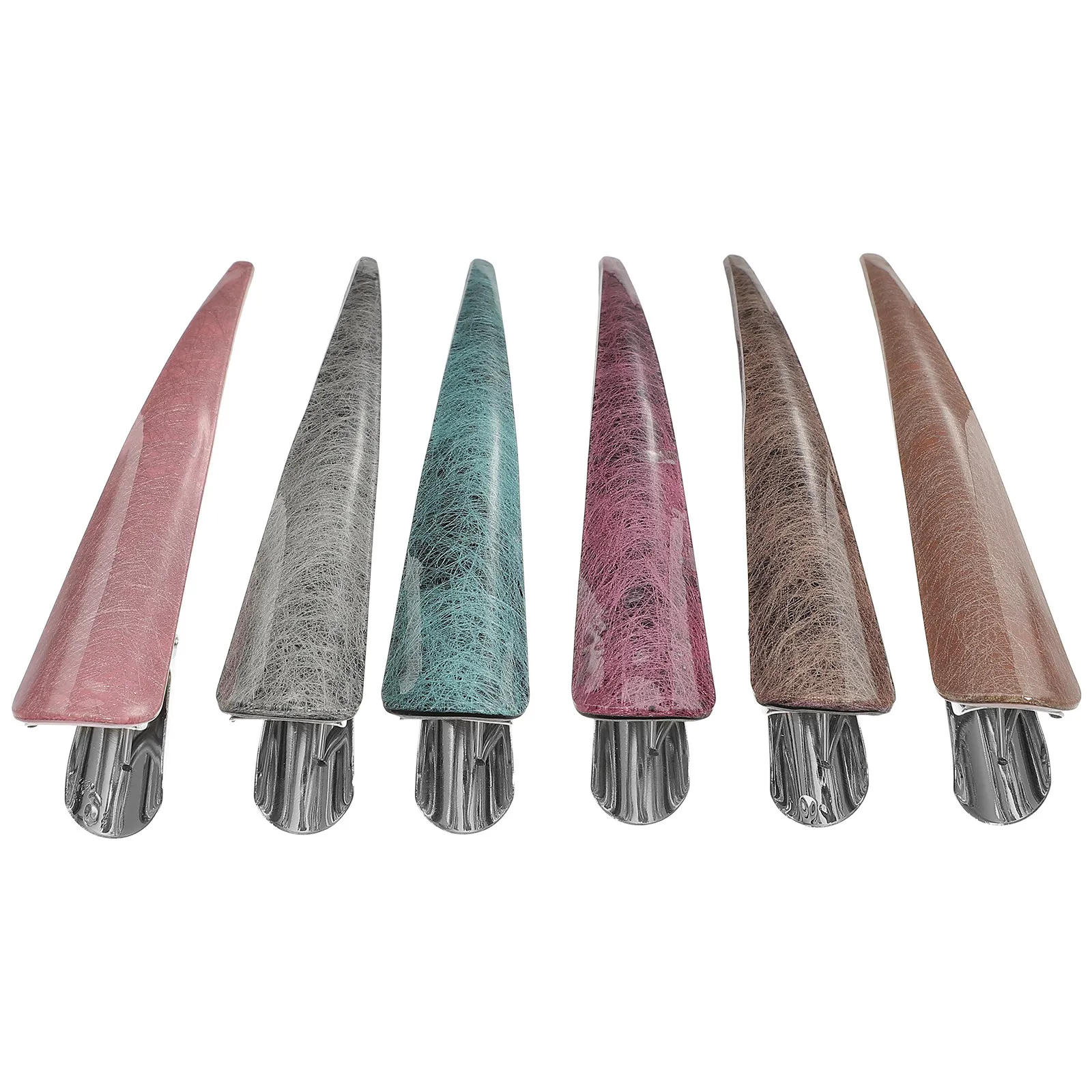 6Pcs 호른 헤어 클립 여성용 아크릴 오리 클립 소녀 포니 테일 클램프 헤어 스타일링 장식 선물 준비