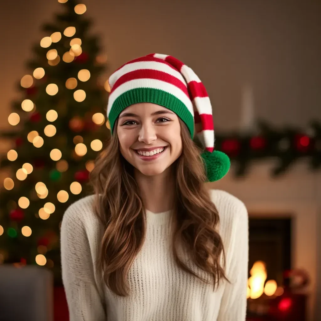 Cozy Knitted Christmas Hat with Pom Pom for Winter