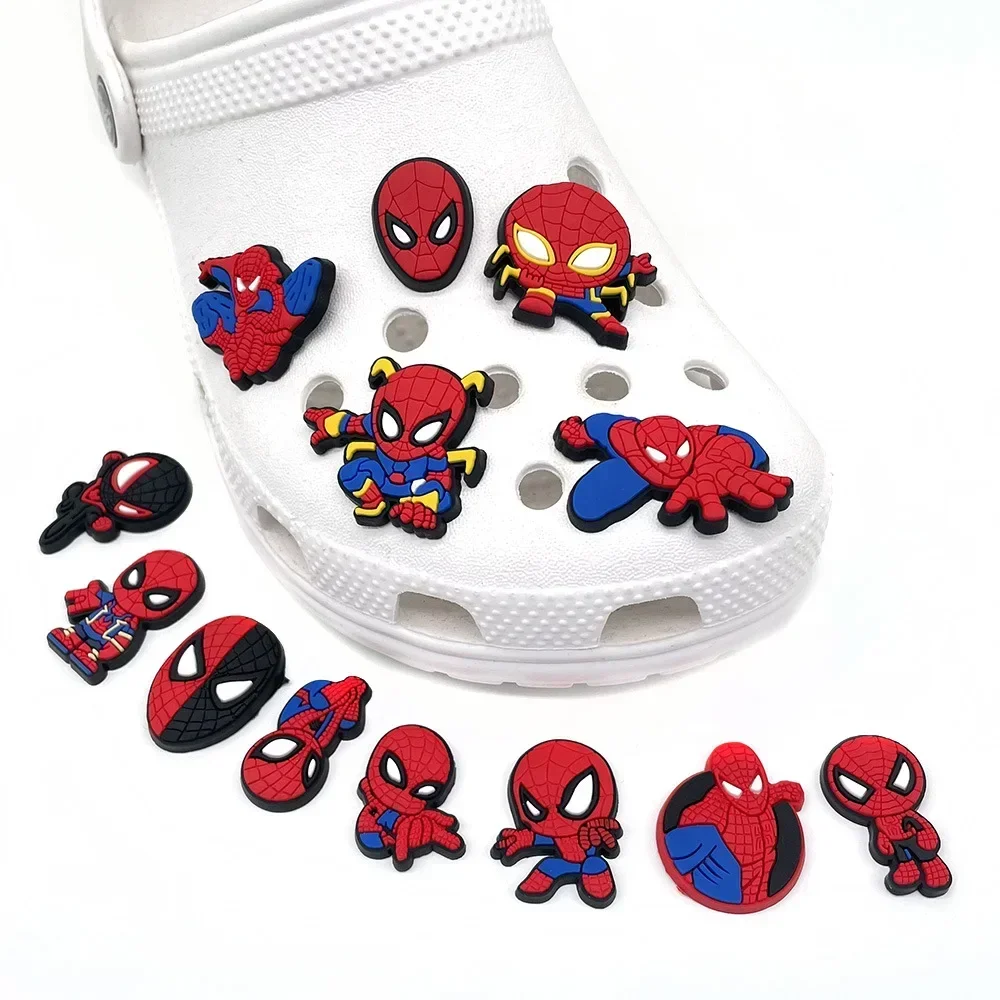 13Pcs/set Marvel Super Hero Shoe Charms Spiderman PVC shoe Accessories Fit Crocs Clogs Cartoon Sandals Decorate boys Party Gift