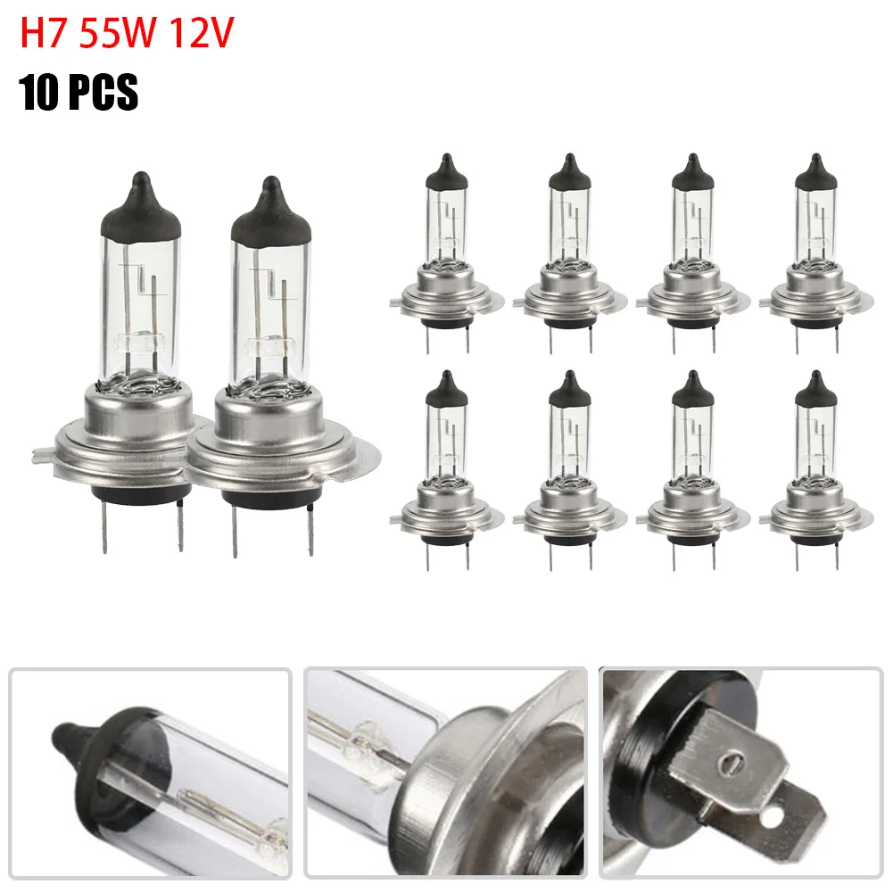 10PCS Halogen Headlight Bulb Super  Warm White Light H7 55W 12V Bulb Headlight Halogen Lamp Car HeadLight Replacement Bulb 5