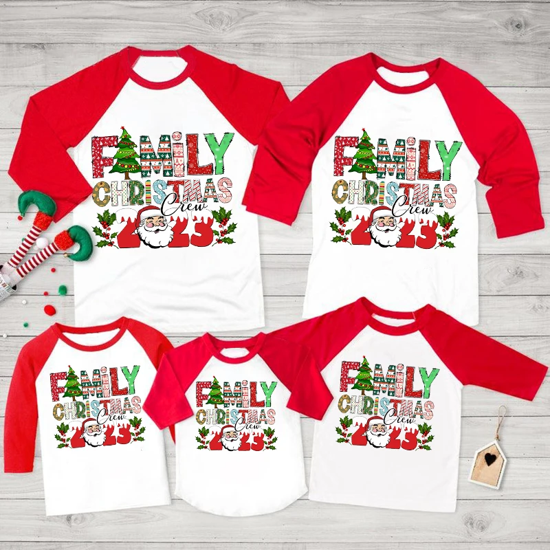 thumbnail image 2 of Conjuntos de Navidad familiares con estampados a juego 2023 Camiseta raglán de manga larga para adultos y niños Ropa familiar Conjuntos de fiesta navideña, 2 of 5