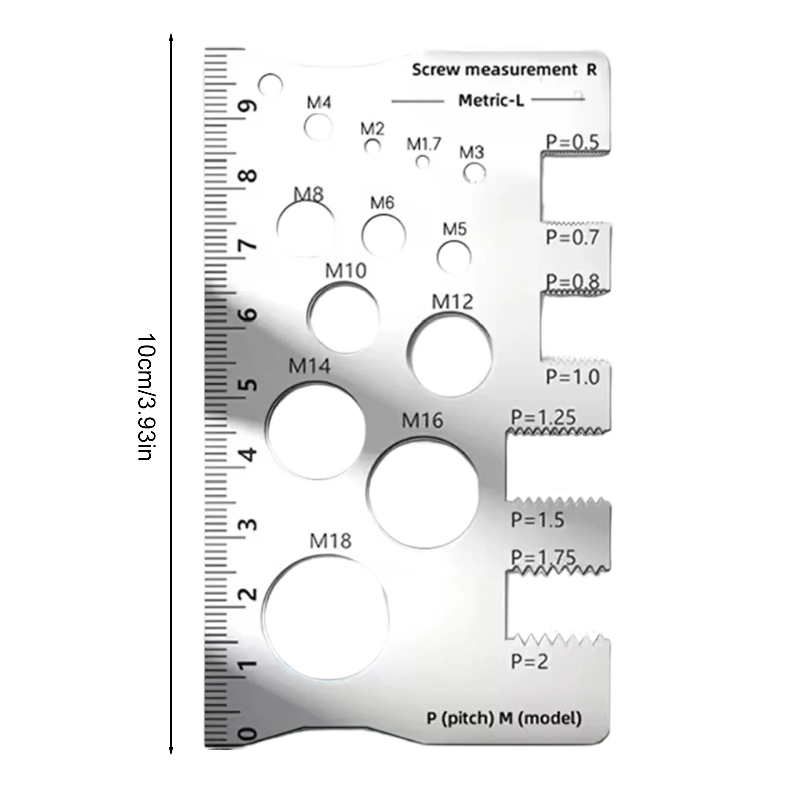 410 Stainless Steel Screw Measuring Ruler Precise Tooth Pitch Measurement Diameter Pitch Bolt Calipers Thread Gauge Ruler