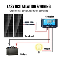 SucceBuy 100W/200W Kit de panneaux solaires monocristallins 12V Module PV monocristallin à haute efficacité IP68 étanche pour camping-car 6