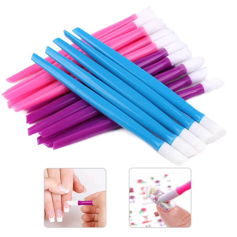 Description Picture 4 of item20Pcs Nail Cuticle Pusher Plastic handle with Rubber Head Sticks  9.7CM Nail  Stickers Pushers Dual-end Remover Manicure Tools