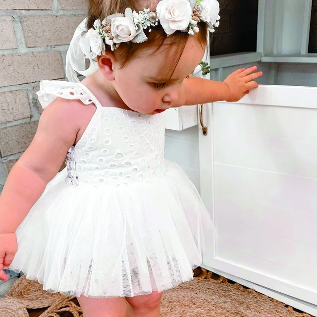 Pagliaccetto bianco per bambina Tulle tutu dress Cake Smash outfit girl  Summer Cotton lace sundress Toddler 1st Birthday battesimo neonato -  AliExpress