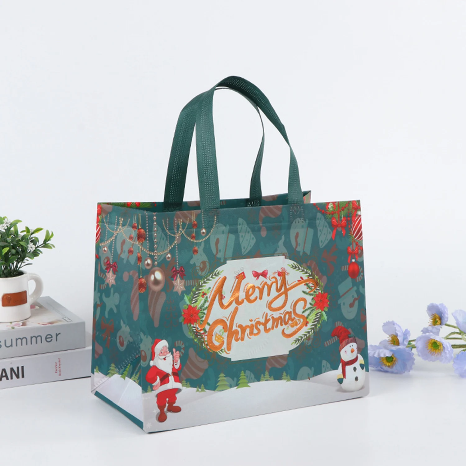 Marry Christmas Tote Bags Gift Package Fabric Handle Santa Claus Home Handmade Kids Party Favors New Year Supplies