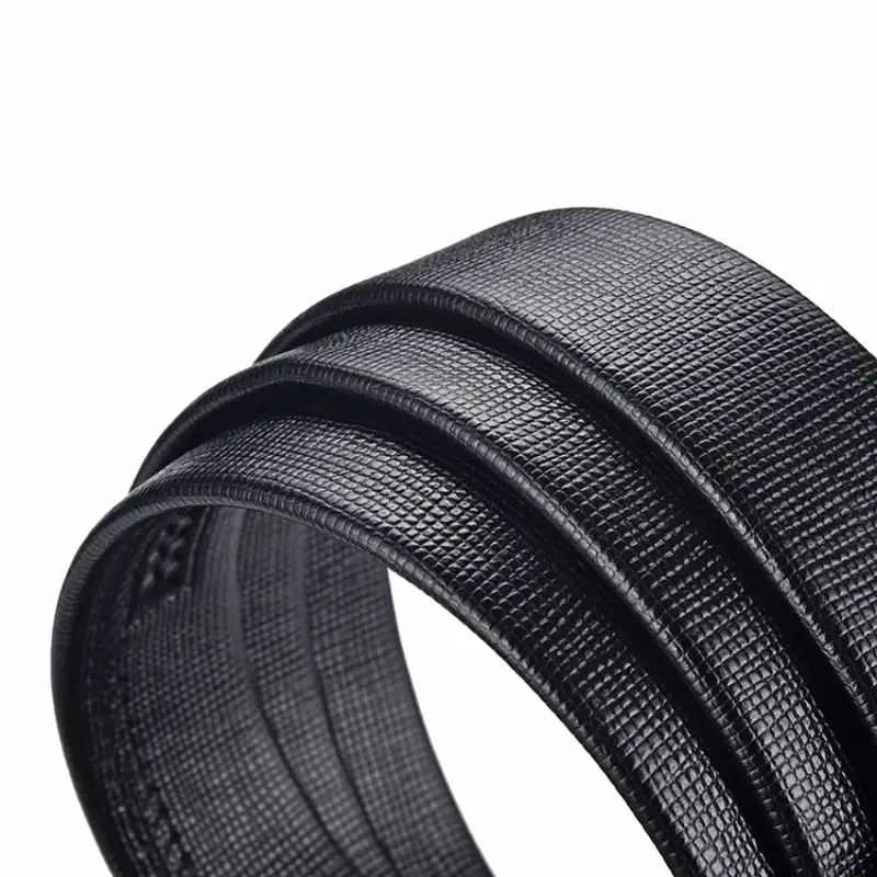 High Quality Men Leather Belt Metal Automatic Buckle Work Business Black Cowskin PU Strap_voghion.com