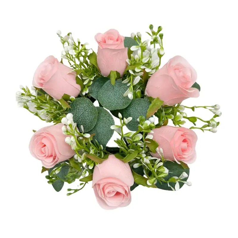 

Spring Candle Rings Artificial Flower Candle Holder Wreaths Decorative Candle Holder Wreath For Window Wall Carpet Ladder
