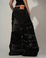 Jeans Streetwear Y2K Noir Rétro Gothique Surdimensionné avec Poches Rivets et Fermeture Éclair, Jean Baggy Décontracté Style Punk, Pantalon en Denim Large pour Homme 5