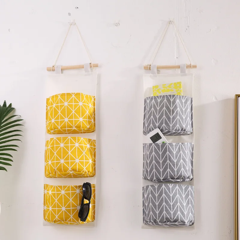 

Creative Cotton Waterproof Storage Hanging Bag 3-Layer Hanging Organizers Miscellaneous Toy Storage Bag for Dorm Living Room