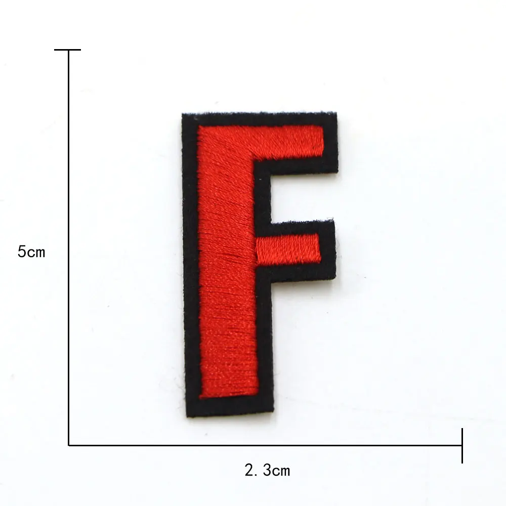 1pc roter Buchstabe a bis z gestickter Patch aufnähen/bügeln auf Patch Applique Kleidung Kleid Pflanze Hut Jeans Nähen Blumen Applikation DIY – Detail 9