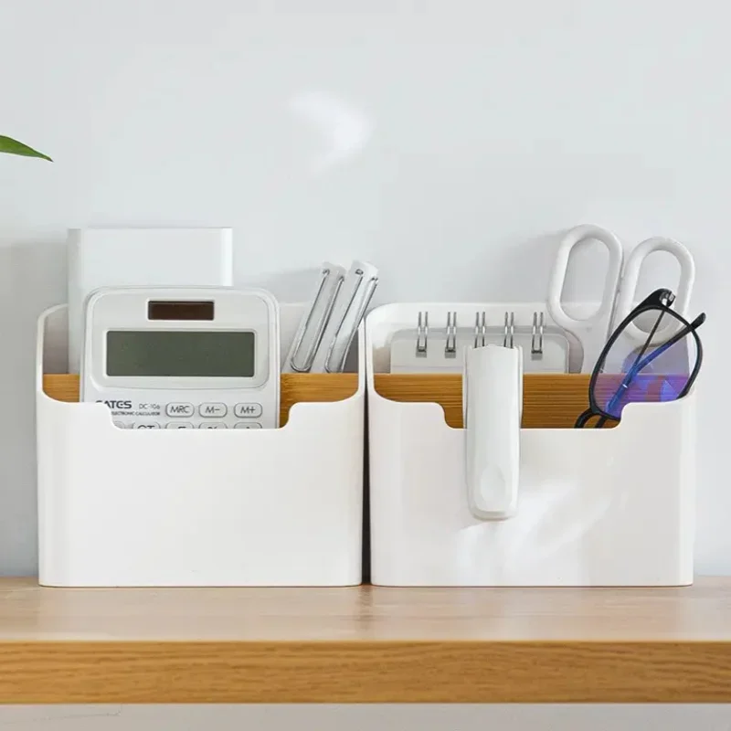 Multifunctional Compartment Storage Box Bamboo Wooden Desktop Organizer Cosmetic Stationery Remote Control Organizer 5