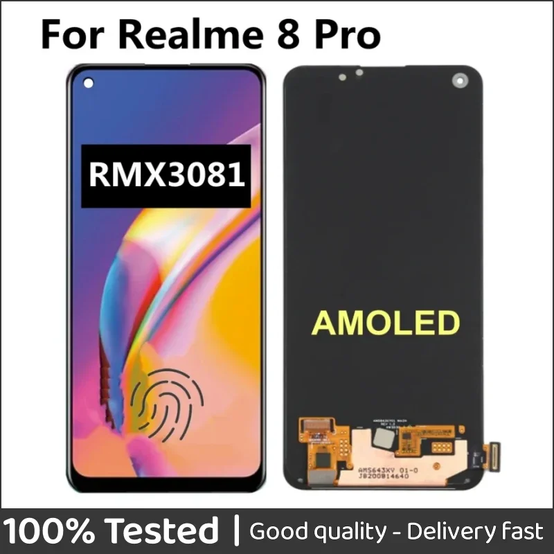 

6.4" AMOLED For Realme 8 Pro LCD Display with Touch Screen Panel Glass Digitizer Assembly For Realme8 Pro RMX3081 LCD