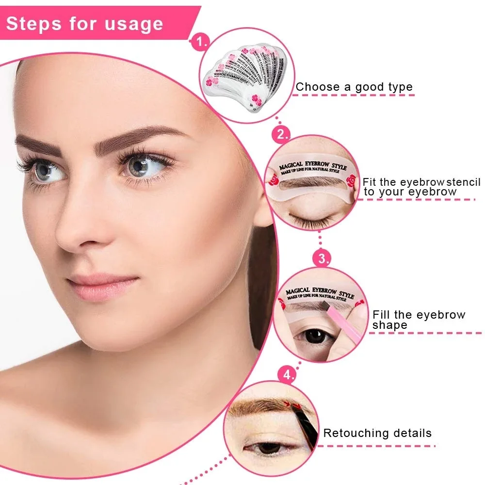 Makeup Tools Eyebrow Stencil Tool Eye Makeup Tools 24Pcs/Pack Eyebrow Stencil Kit Reusable Eyebrow Template Card Eye Makeup Beauty Tools Set