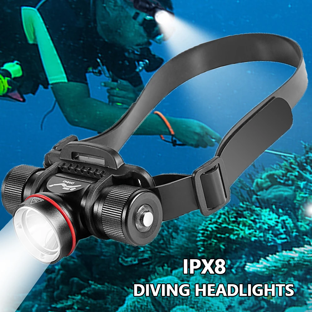 

IPX8 Diving Headlamp 50 Meters Underwater Headlight XM-L2 Led Scuba Flashlight Waterproof head lamp Torch 21700/18650 Lamp Light