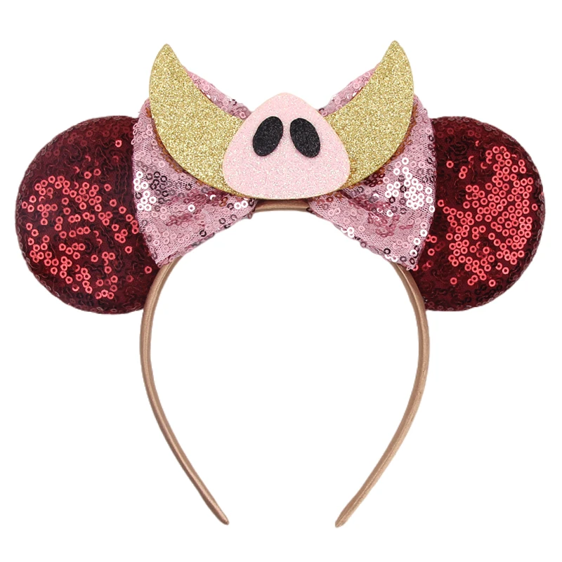2026 Löwen-Charakter Mausohren-Stirnband für Kinder Party Festival Cosplay Tierwelt Haaraccessoires Pailletten Schleife Haarband – Detail 8