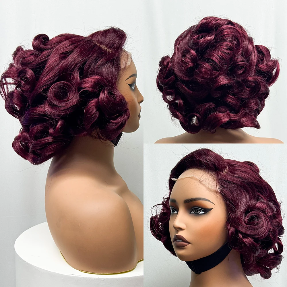 250% Density  5x5 Lace Closure Wig Short Loose Bouncy  Wig 100% Human Hair Loose Bouncy Human Hair Wig For Black Women