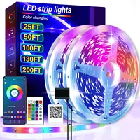 25/50/100/130/200FT RGB LED Smart Light Strip, App & 24-Key Remote Control, Music Sync, 24V, Multiple Modes for Living Room Bedroom Courtyard Party Halloween Christmas Decor 1