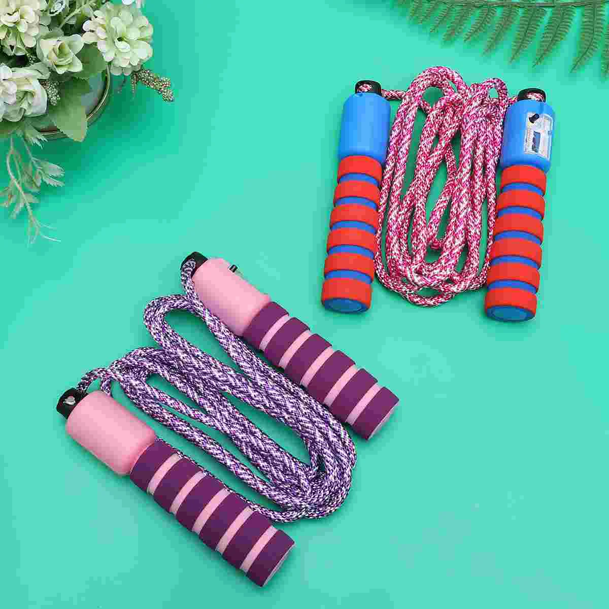 2 Pcs Counting Jump Rope For Workout With Electronic Counter Anti Slip Handle Suitable For Children Fitness Ropes Building