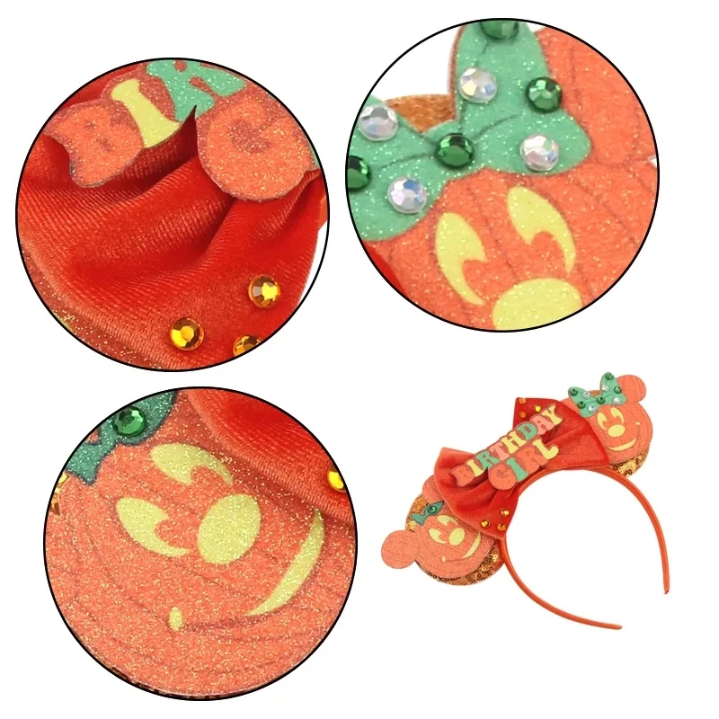 10Pcs Newest Mickey Mouse Ears Headband Halloween Kid Adult Festival Party Sequins Bow Hairband Women Girl Hair Accessories Gift