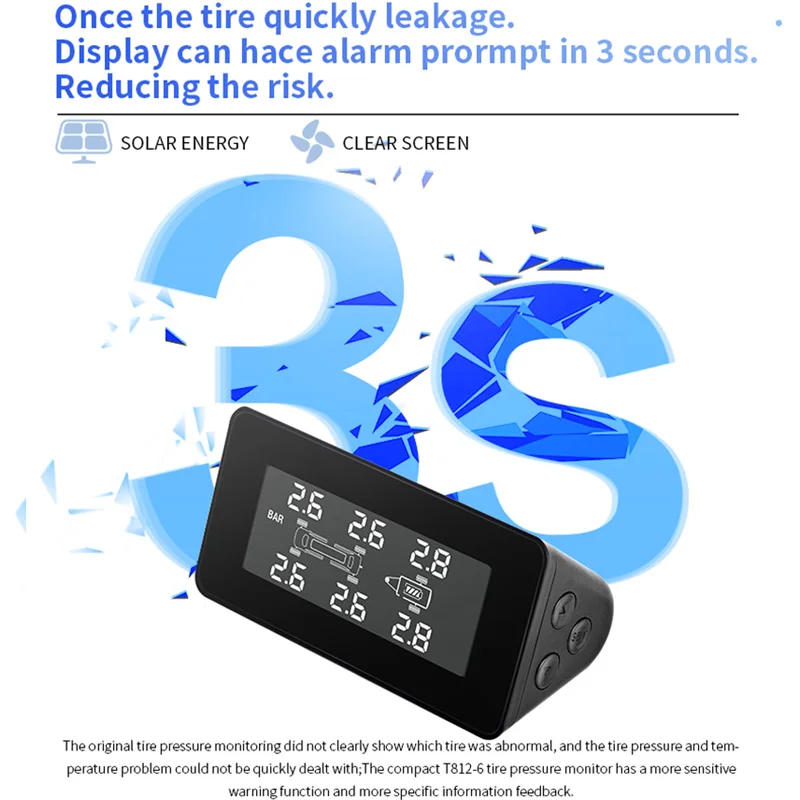 CODASH Ʈ ڵ TPMS Ÿ̾ з ͸ ý,  LCD ÷, 6 Ÿ̾ , 0-13.7   溸