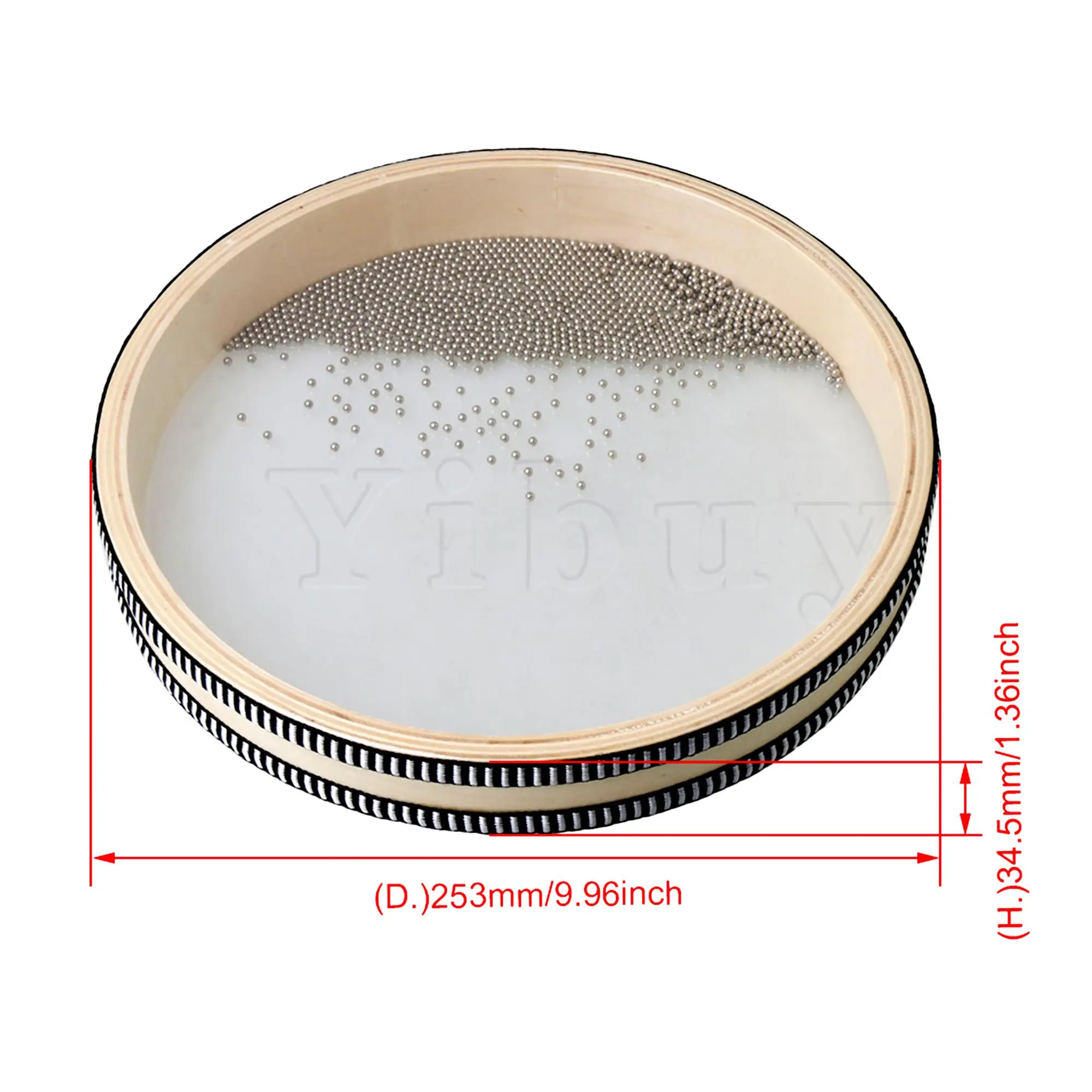 Yibuy Black Multicolor Natural Wooden Plastic Wave Bead Ocean Drum Musical Educational 8 10 Inch