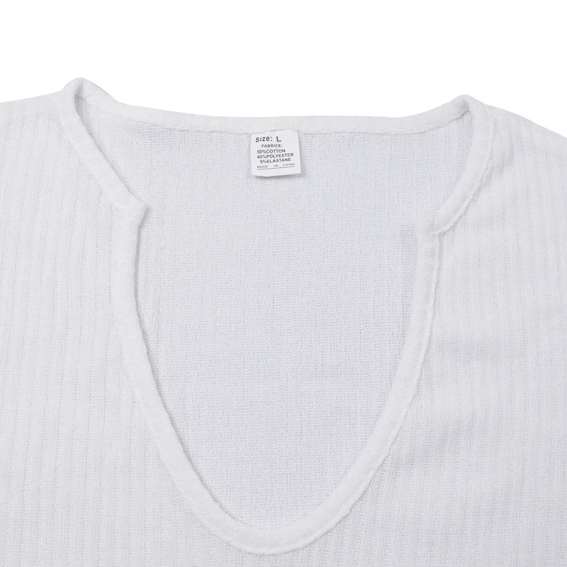 2023 Autumn/Winter New Men's Casual Deep V-Neck Slim Fit Long Sleeve Solid Knit Underlay Shirt for Men 5