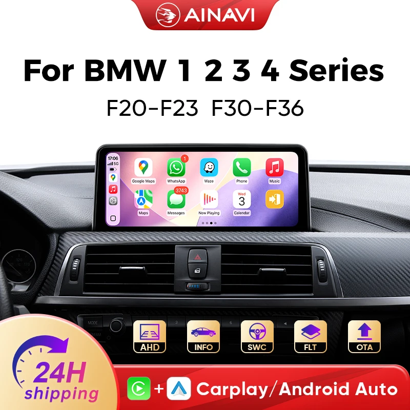 Radio para Auto AINAVI F30, Sistema Multimedia para Auto F20, Carplay Inalámbrico, Android Auto para BMW Serie 3 F31 F32, Serie 1 F20 F21, Pantalla Táctil HD 1