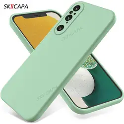 Solid Color Liquid Silicone Matte TPU Phone Case with Soft Strap Cover for Xperia Pro I (Green)