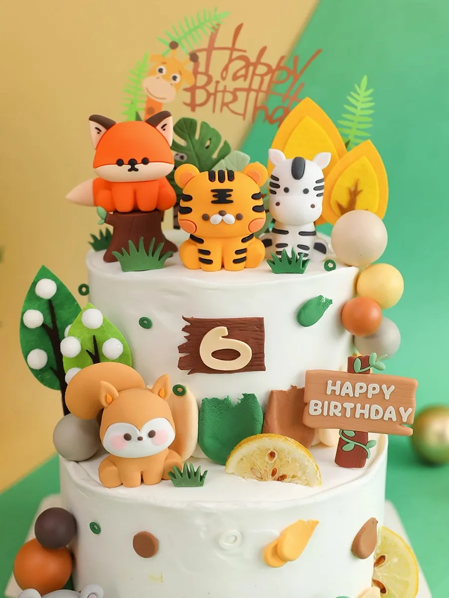 25 Pièces Décoration Gâteau Animaux Jungle - Lion, éléphant, Singe, Girafe + Boules Colorées - Pour Anniversaire Enfant, Thème Safari