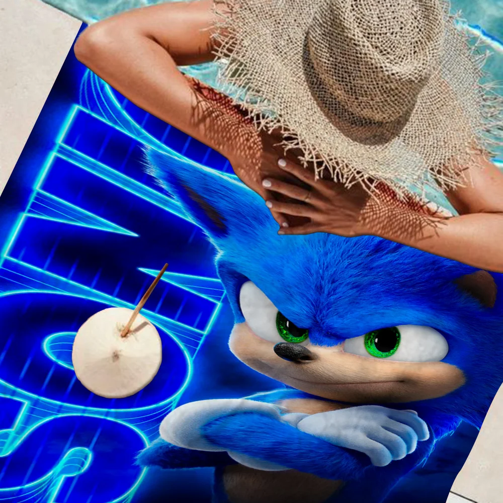 Supersonic-S-Sonic-Game Classic Movie Beach Towel Cartoon Cute Summer Kids Large Bath Pool Beach Towel Microfiber Absorbent 6
