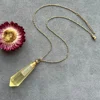 Citrine Pendulum Perfume Bottle Necklace, Essential Oil Bottle Diffuser Pointed Crystal Necklace Hexagon Prism Vials 5