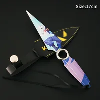 17cm Valorant Weapon JETT Kunai With Holster Weapon Model Knife Toy Sword Cosplay Metal Knive Weapon Gifts Toys for Kid 2