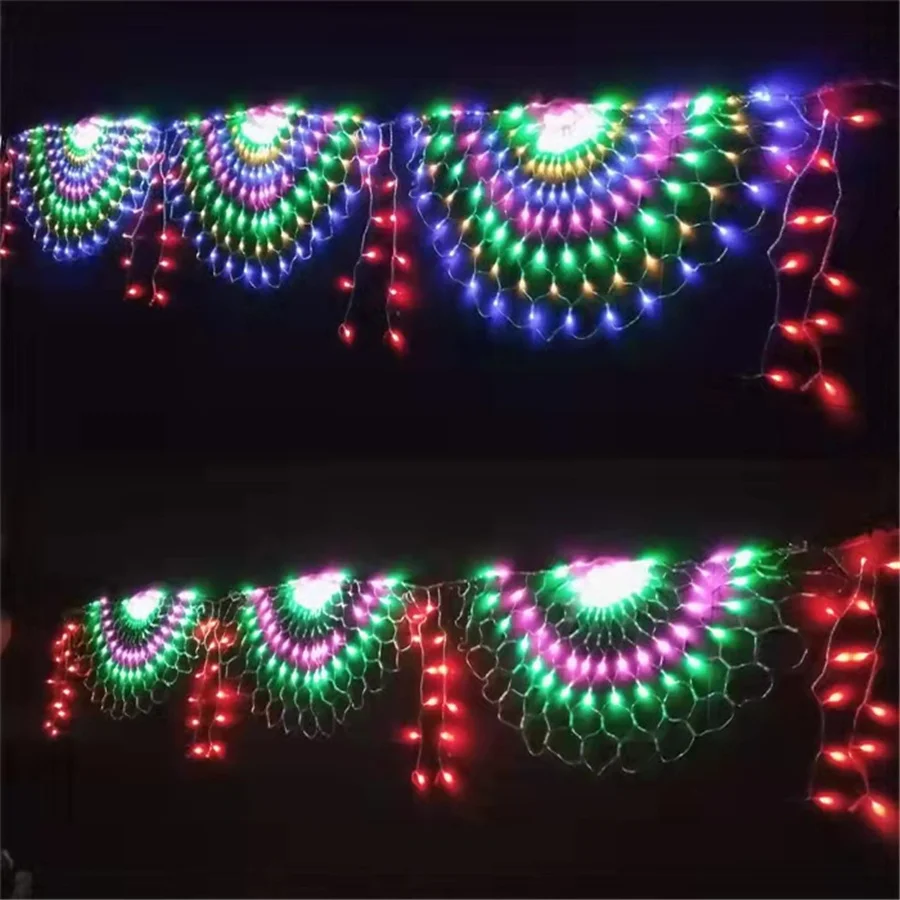 8 Trybów Wodoodporna Peacock Netto Sopel Światełka Do Powieszenia Na Zasłonę 3M Christmas Mesh Fairy Garland Lights Do Pokoju Dekoracje Weselne
