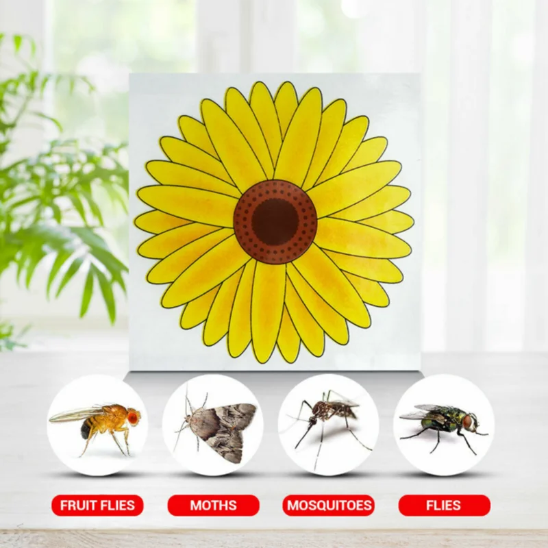 3 Fogli Fly Sticky Paper Strip Window Fly Stickers Trappole Per Mosche Impermeabili Riparazione Patch Stickers Girasole Style Fly Sticky Set