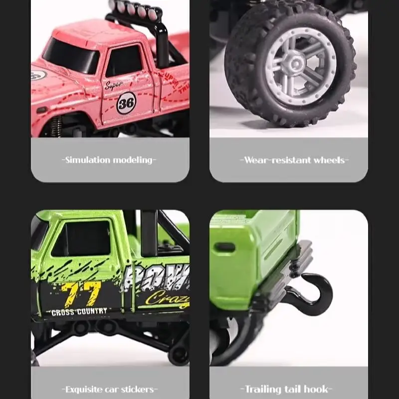Mini RC Monster Truck 1:64 Alloy Off-Road Car Professional Light Shock Absorption 2.4G Radio Remote Control Toy Gift For Kids 6