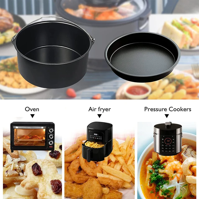 2Db Air Fryer Tartozék Tartós Levegő Sütő Pizza Serpenyő És Sütőhordó Nem Tapadás Nélküli Bevonat Kerek Sütemény Süteménykészlet - Image 3