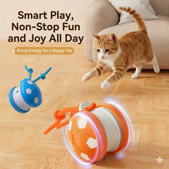 Smart Electric Rolling Soccer Pet Toy Automatic Obstacle Avoidance Interactive Anti-Boredom Toy For Cats And Dogs 1