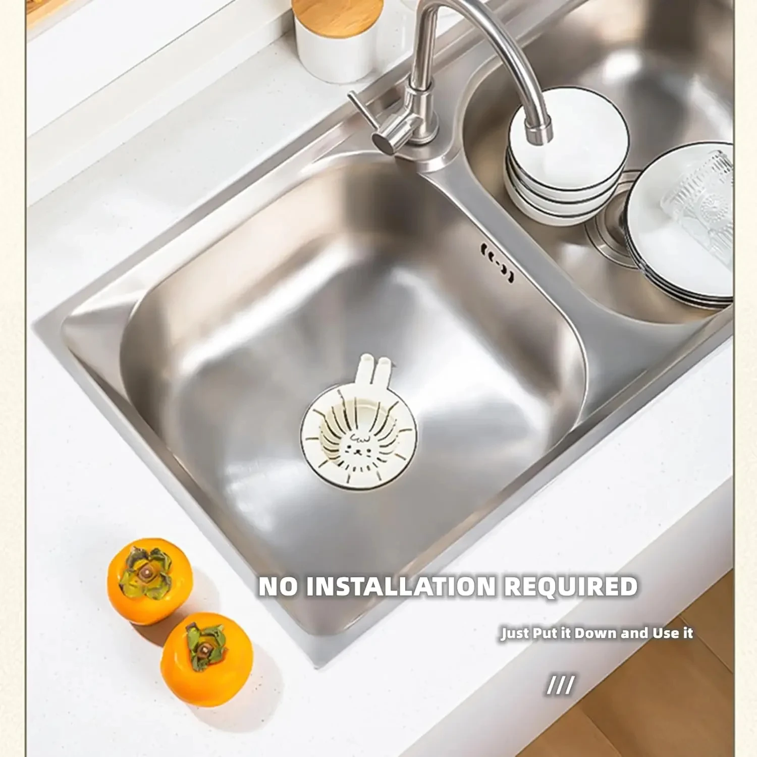 1-20PCS Rabbit Drainage Basket Kitchen Household Sink Filter Dishwashing Anti-clogging Anti-clogging Floor Drain Strainer Basket