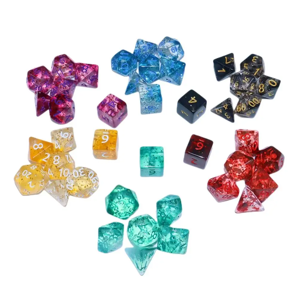 7Pcs/set Multifaceted Digital Dice Set Acrylic Table Game Opaque Polyhedral Dices for DND Dice Tabletop Role-Playing Game
