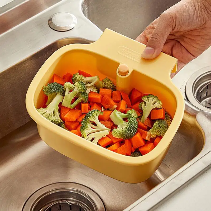 Hanging Sink Drain Basket Kitchen Sink Separation Food Residue Filter Basket Press and Pour Out Not Dirty Hands Storage Baskets