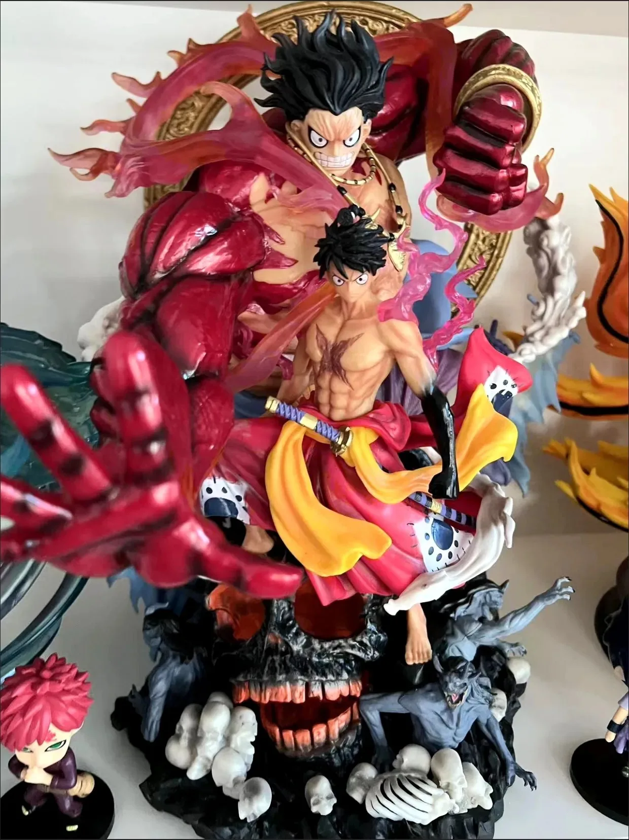 

Аниме цельная кукла супер большие фигурки игрушки акаланата Луффи 43 см ПВХ Статуя Рождественский подарок на день рождения игрушки Фигурки для детей