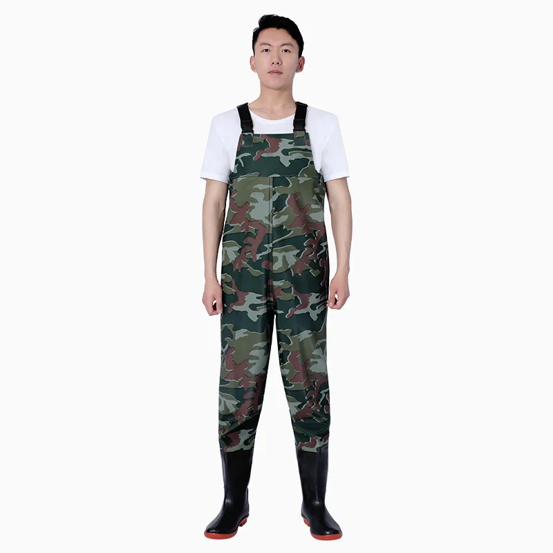 Fashion Adjustable Fishing Waders Waterproof Fishing Pants with Bootfoot Shoes Outdoors Man Water Accessories,Camouflage
