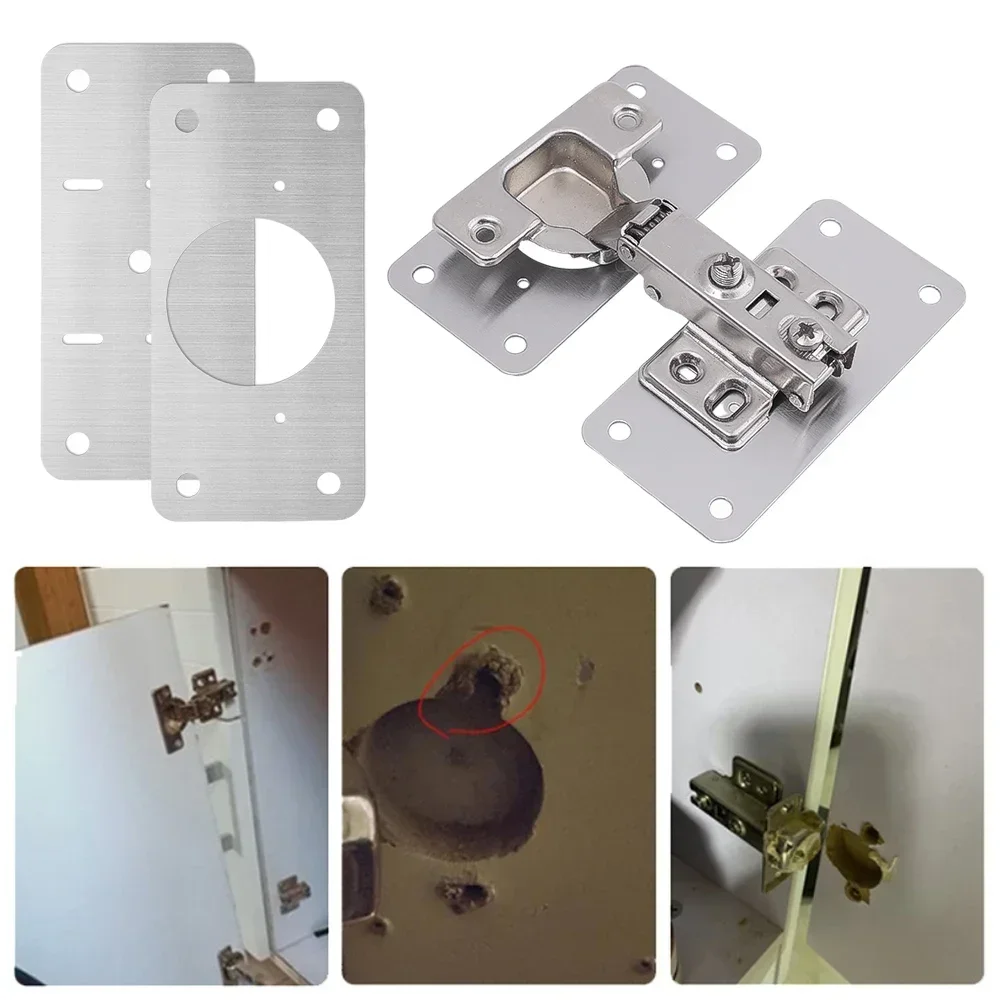 Hinge Repair Plate 2/8pcs Cupboard Door Hinge Mounting Tool Furniture Cabinet Hardware Stainless Steel Fixing Plate Kits hinge repair plate