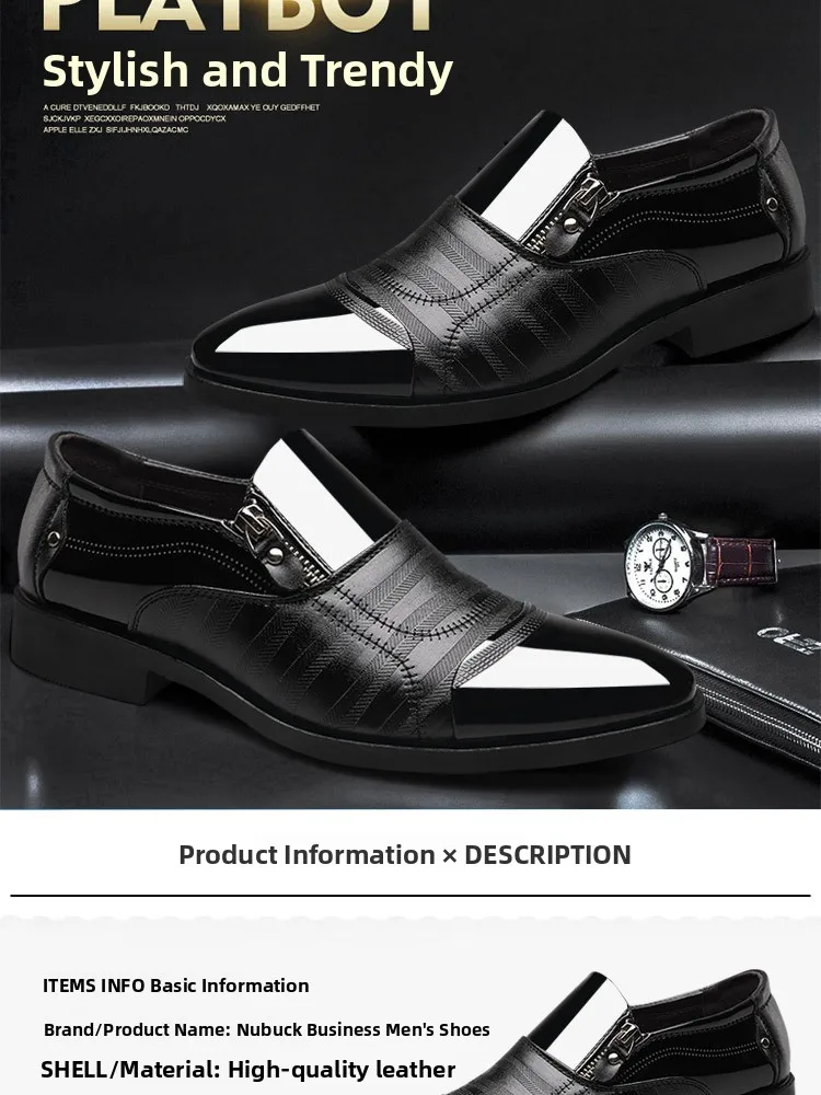 الأعمال الرسمية أحذية رجالي حجم كبير الانزلاق على عادية أشار تو أحذية من الجلد تنفس مقاومة للاهتراء ماصة للصدمات