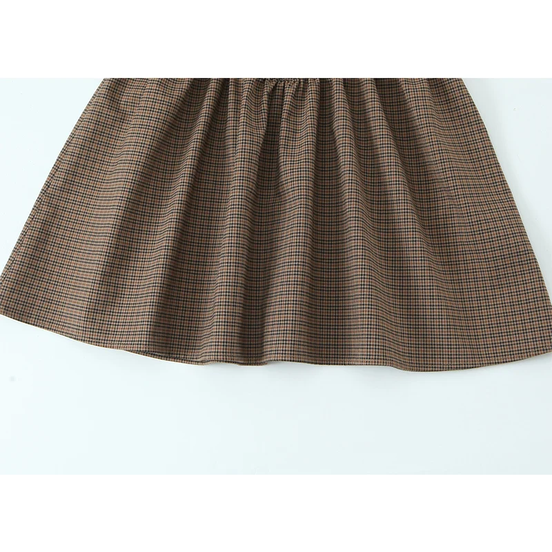 Women Fashion Plaid Short Dress 2025 Summer Autumn New Short Sleeve Deep V neck Mini Dress Holiday Casual Dresses