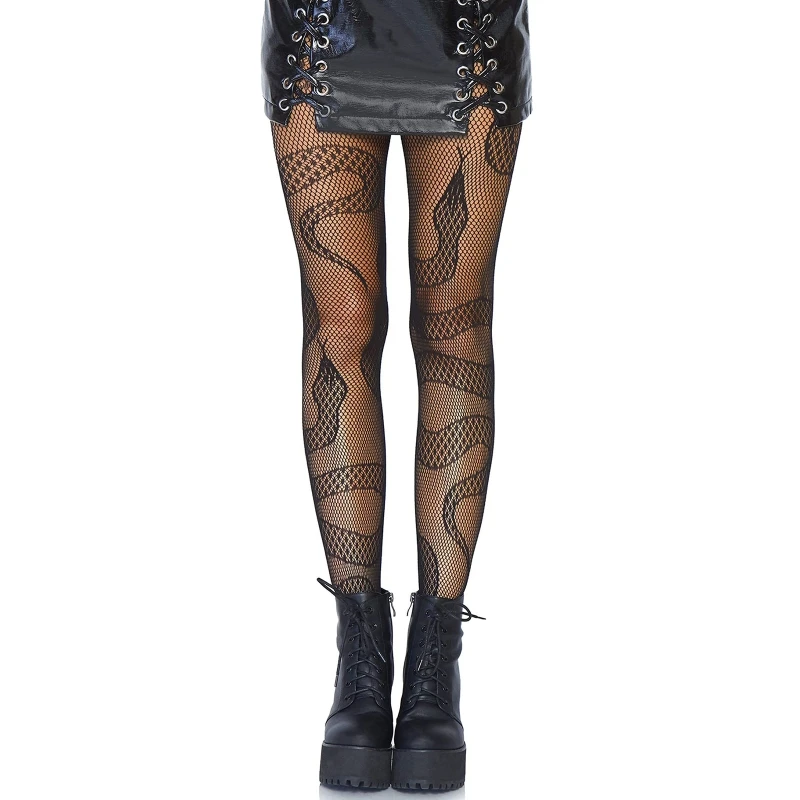 Women Alternative Fishnet Tights Hosiery Snake Jacquard Patterned